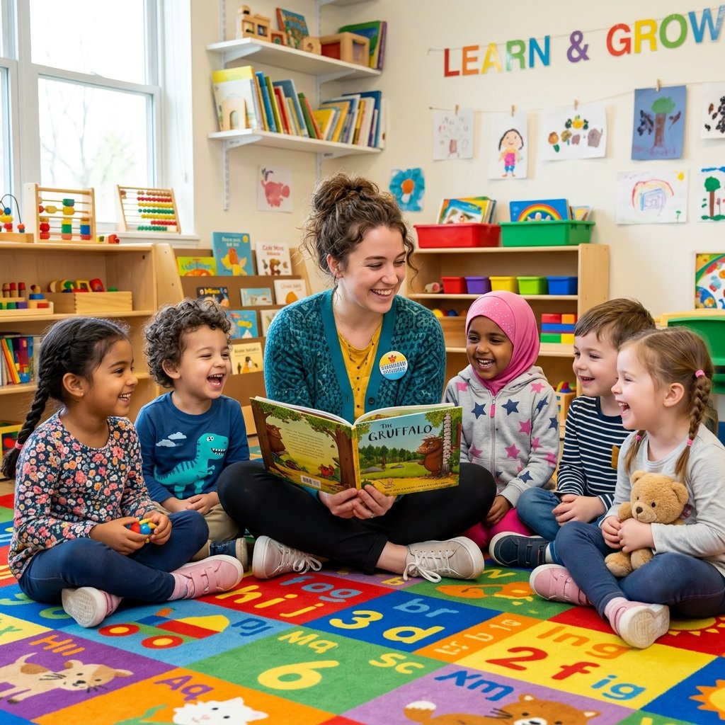 Educator and children